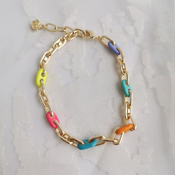 Kendra Scott Bailey Gold Chain Bracelet Rainbow Multi Mix - Picture 3 of 5